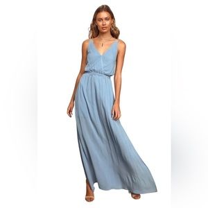 Lulus Lost in Paradise Slate Blue Summer Maxi Dress